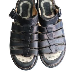 BORN Black Leather Sandals Mens 13M Fisherman Outdoor Open Toe Casual Walking